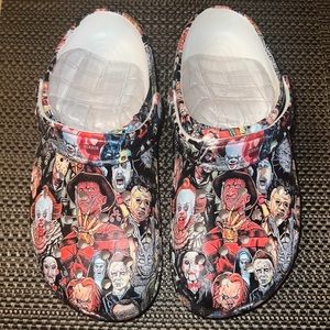 Custom horror movie killer clog slip ons